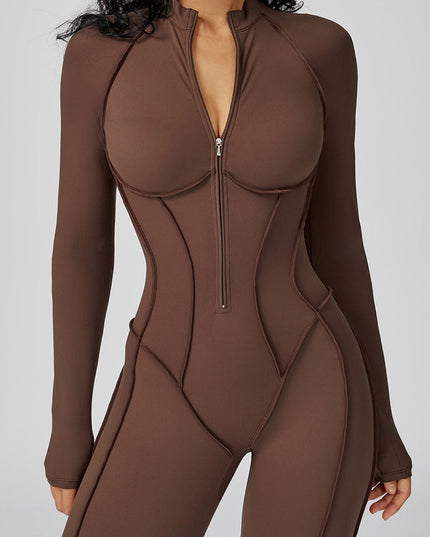 ZASUWA Female Sexy Zipper Stitch Performance Jumpsuit