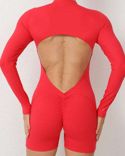 ZASUWA Female Zipper Backless Scrunch Bum With Pads Romper