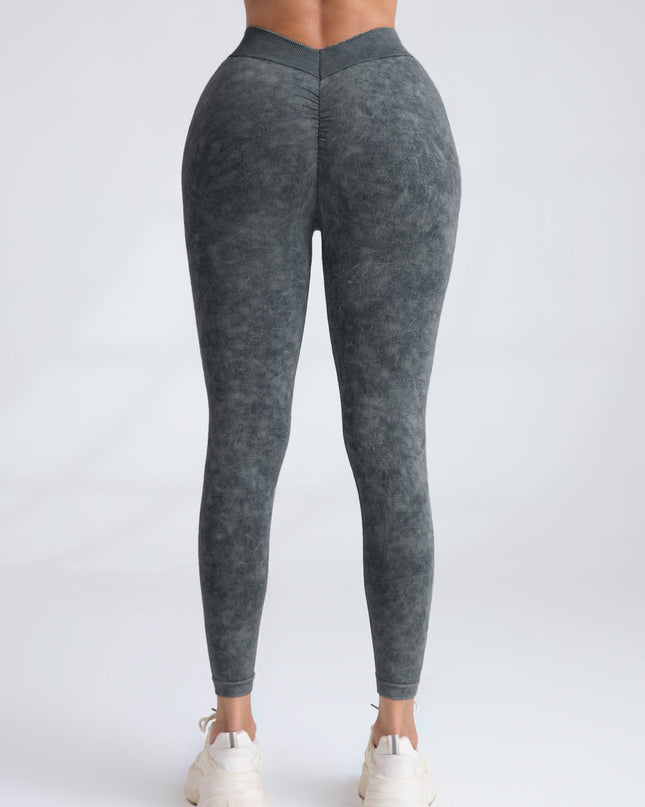 ZASUWA Female Denim Deep V Back Scrunch Bum Leggings