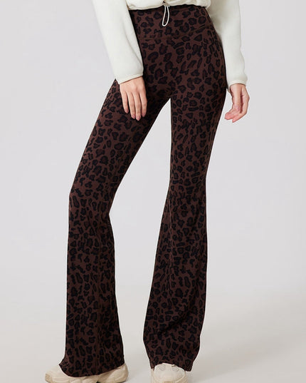 ZASUWA Female Fleece Leopard Print Flare Leggings