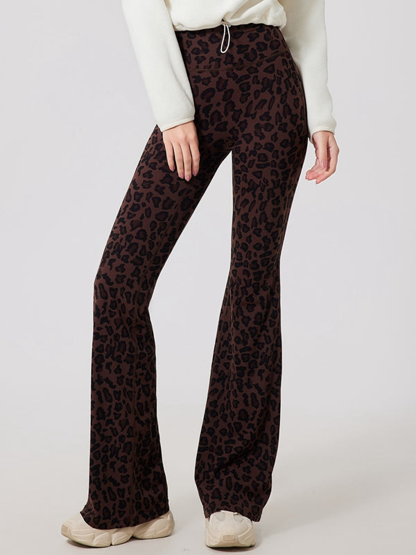 ZASUWA Female Fleece Leopard Print Flare Leggings