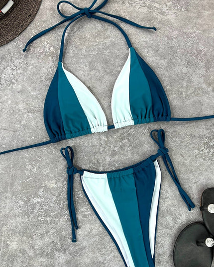 ❤ZASUWA Female Sexy Rainbow Contrast Color Bikini Set