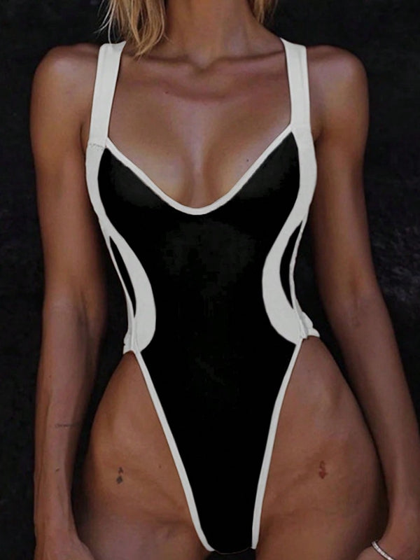 ZASUWA Female Contrast Color Cross Back One Piece