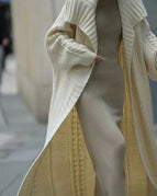 Woolen Knitted Coat-White-One Size / S