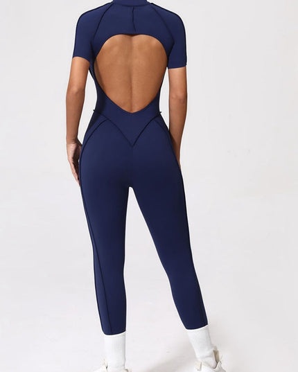 ZASUWA Female Sexy Backless Zipper Scrunch Bum Jumpsuit