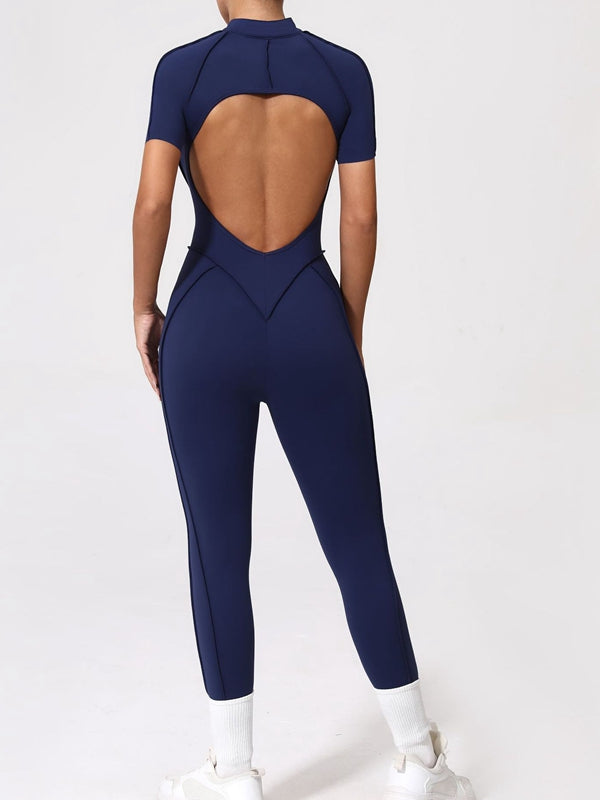 ZASUWA Female Sexy Backless Zipper Scrunch Bum Jumpsuit