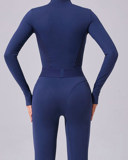 ZASUWA Female Push-Up Mesh Thumbhole Zipper Jumpsuit