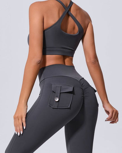 ZASUWA Female Pocket Cutout Cross Back Scrunch Bum Tracksuit
