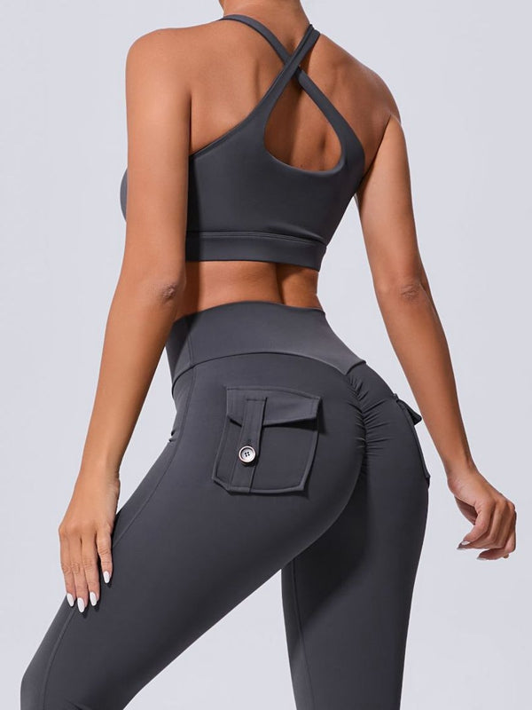 ZASUWA Female Pocket Cutout Cross Back Scrunch Bum Tracksuit