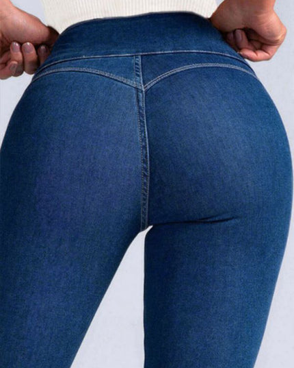 ZASUWA Female Denim Elastic Tight Pocket Cargo Leggings