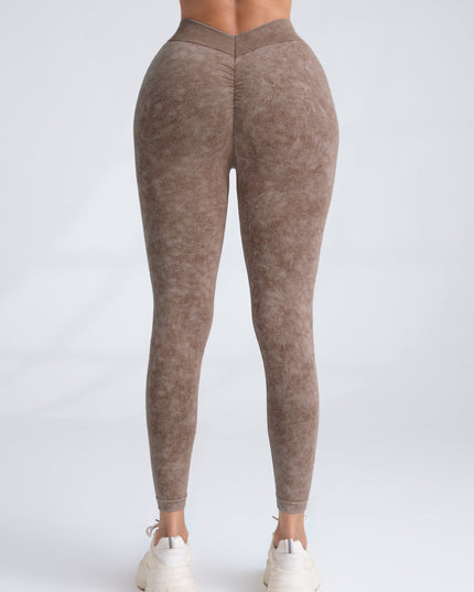 ZASUWA Female Denim Deep V Back Scrunch Bum Leggings