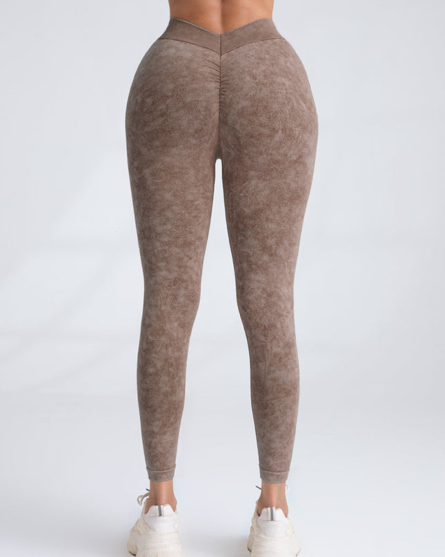 ZASUWA Female Denim Deep V Back Scrunch Bum Leggings