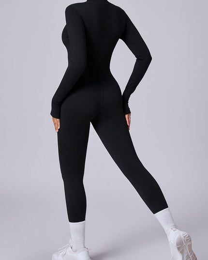 ZASUWA Female Zipper Thumbhole Hip-lift Jumpsuit