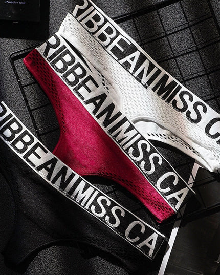 ZASUWA Female Letter Print Net Underwear