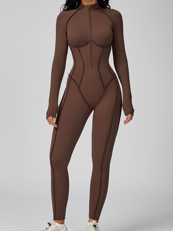 ZASUWA Female Sexy Zipper Stitch Performance Jumpsuit