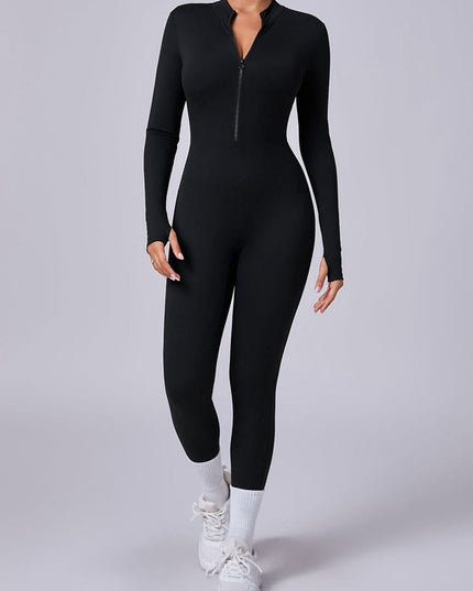 ZASUWA Female Zipper Thumbhole Hip-lift Jumpsuit