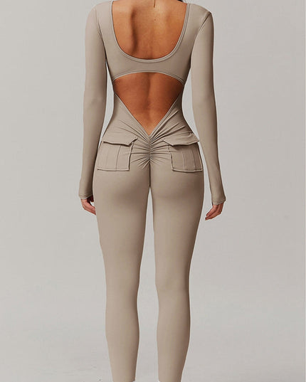ZASUWA Female Sexy Cutout Pocket Booty Cargo Jumpsuit