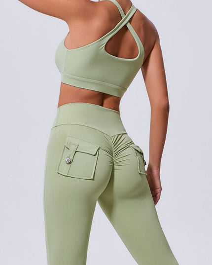 ZASUWA Female Pocket Cutout Cross Back Scrunch Bum Tracksuit