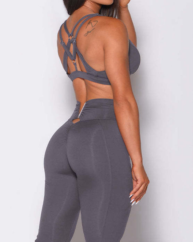 ZASUWA Female Cross Back Cotout  V Shape Metal Tracksuit