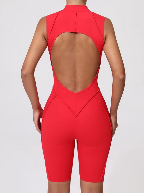 ZASUWA Female Sexy Backless Zipper Quick-dry Romper