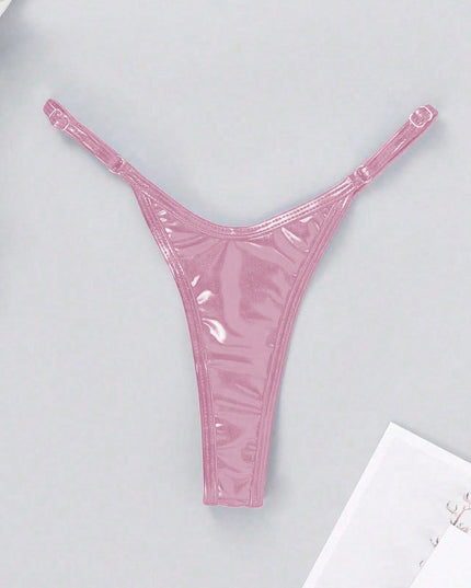 ZASUWA Female Glossy PU T-back Panties