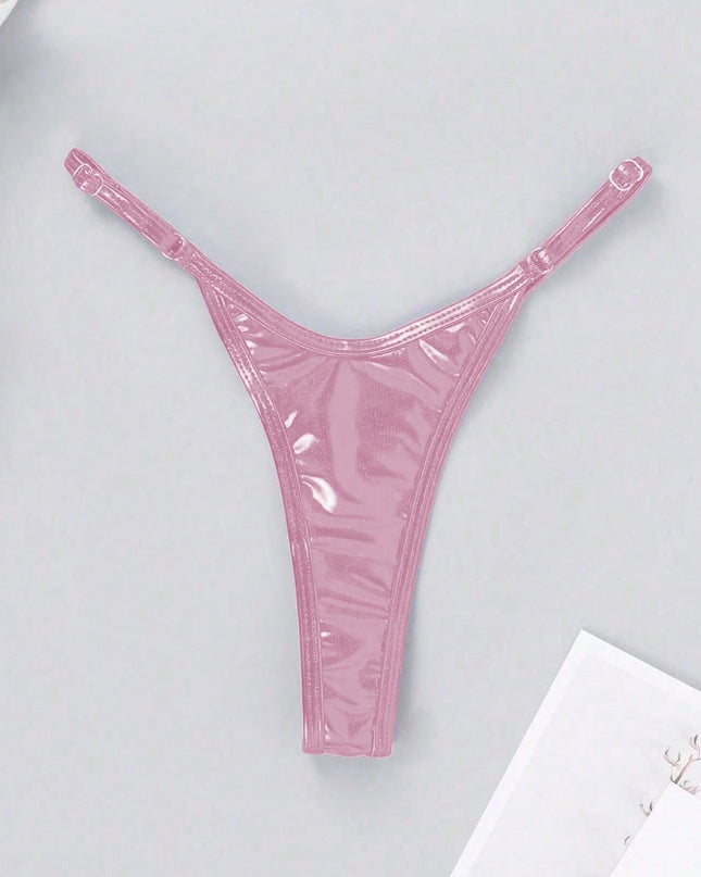 ZASUWA Female Glossy PU T-back Panties