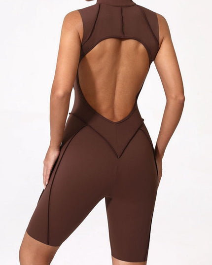 ZASUWA Female Sexy Backless Zipper Quick-dry Romper