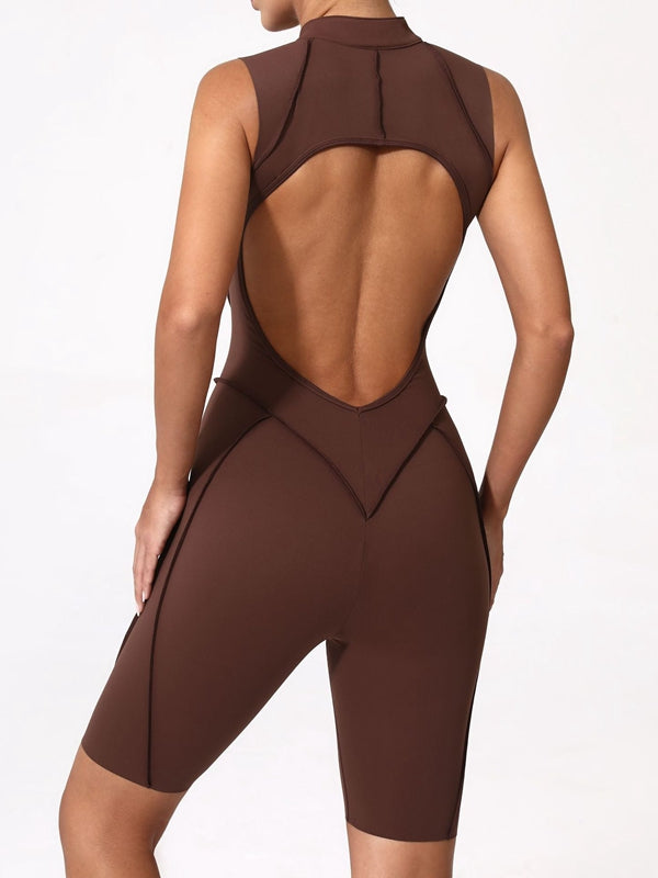 ZASUWA Female Sexy Backless Zipper Quick-dry Romper