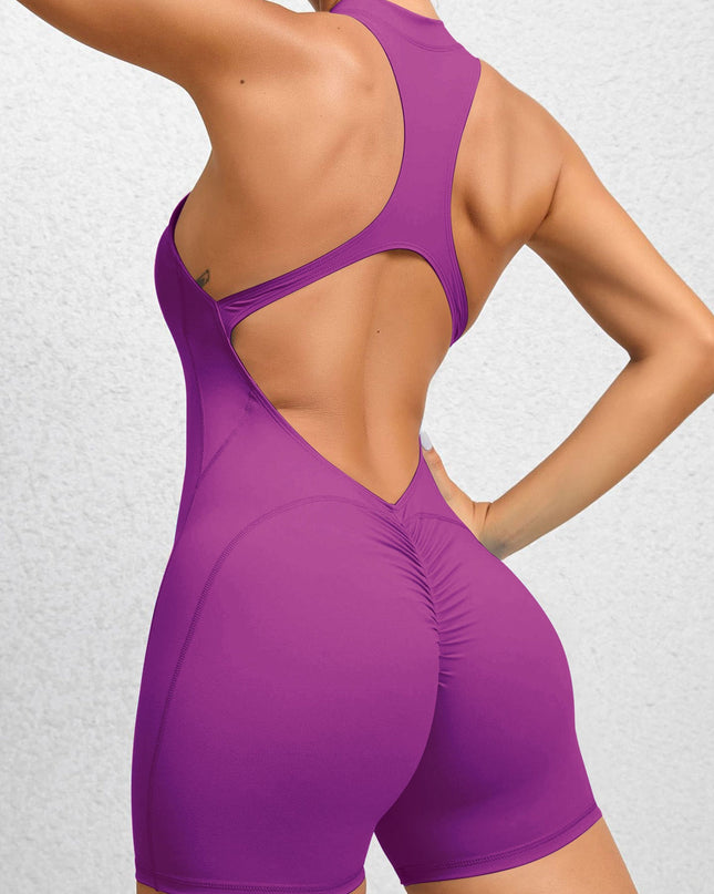 ZASUWA Female Zipper Backless Scrunch Bum Romper