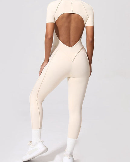 ZASUWA Female Sexy Backless Zipper Scrunch Bum Jumpsuit