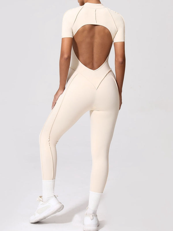 ZASUWA Female Sexy Backless Zipper Scrunch Bum Jumpsuit