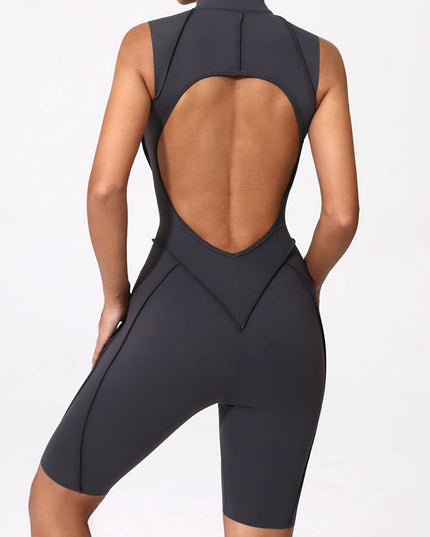 ZASUWA Female Sexy Backless Zipper Quick-dry Romper