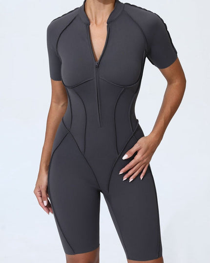 ZASUWA Female Sexy Zipper Booty Romper