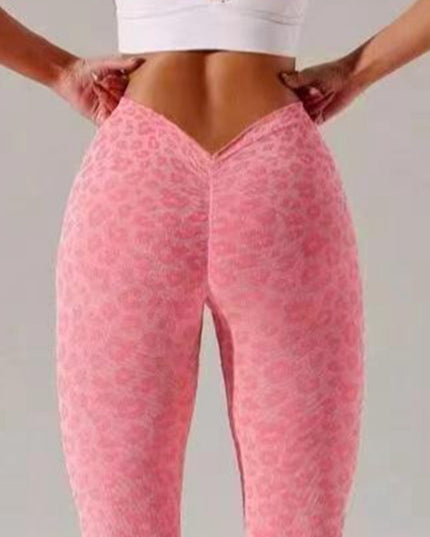 ZASUWA Female Deep V Back Leopard Print Leggings