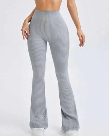 ZASUWA Female Ribbed Deep V Back Flare Scrunch Bum Leggings
