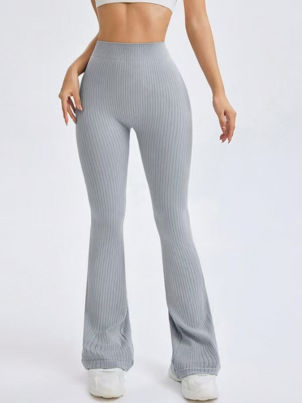 ZASUWA Female Ribbed Deep V Back Flare Scrunch Bum Leggings
