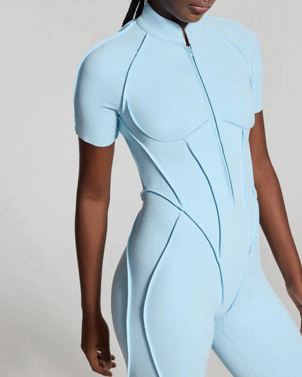 ZASUWA Female Sexy Backless Zipper Scrunch Bum Romper