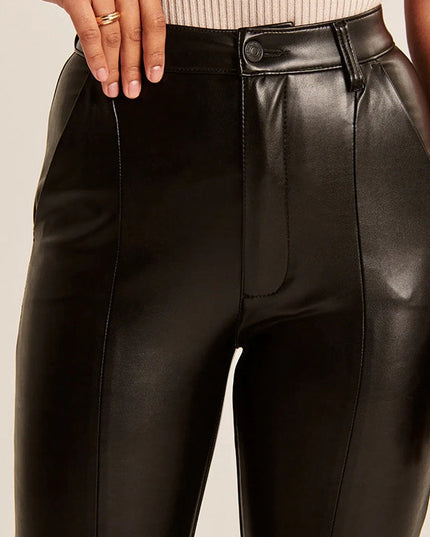 ZASUWA Female Faux Leather Split Pocket Leggings