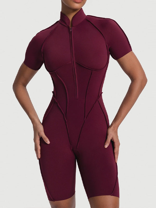 ZASUWA Female Sexy Backless Zipper Scrunch Bum Romper