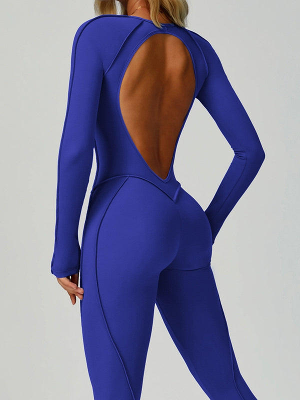 ZASUWA Female Heart Backless Long Sleeves Jumpsuit