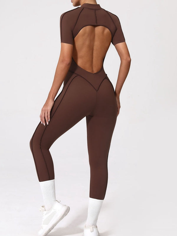 ZASUWA Female Sexy Backless Zipper Scrunch Bum Jumpsuit