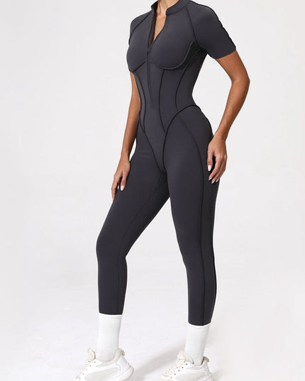 ZASUWA Female Sexy Backless Zipper Scrunch Bum Jumpsuit