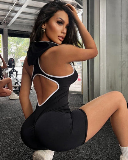 ZASUWA Female Hooded Hollow Out Scrunch Bum Romper
