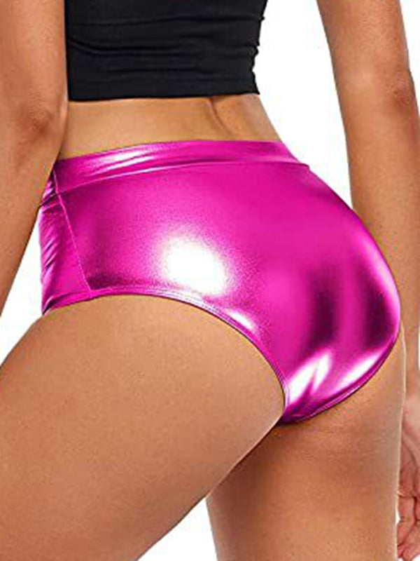 ZASUWA Female Glossy Faux Leather Hot Gym Booty Shorts