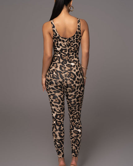🖤ZASUWA Female Leopard Print U Collar Jumpsuit