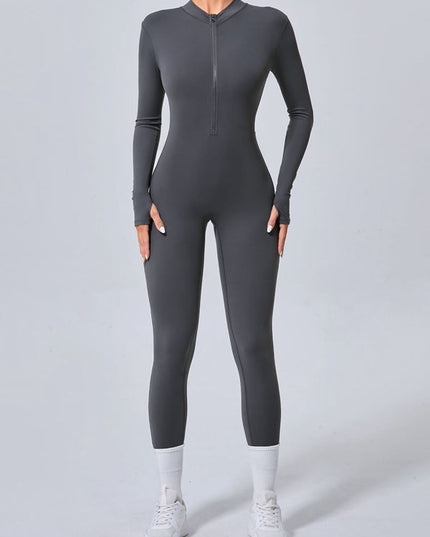 ZASUWA Female Zipper Thumbhole Hip-lift Jumpsuit