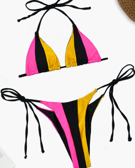 ❤ZASUWA Female Sexy Rainbow Contrast Color Bikini Set
