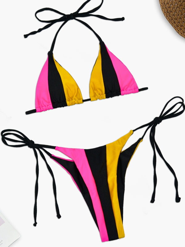 ❤ZASUWA Female Sexy Rainbow Contrast Color Bikini Set