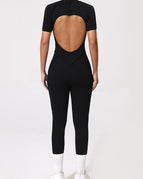 Black / S / Short Sleeves Jumpsuit