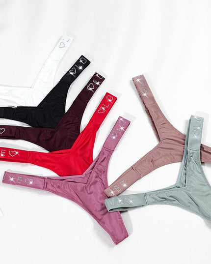 ZASUWA Female Sparkling Diamond Ice-silk Sports Panties